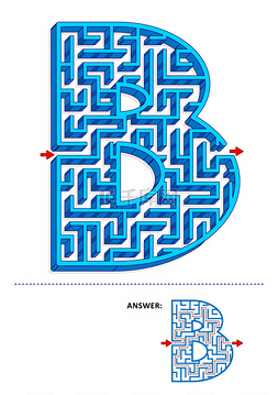 卡通人物图片_学习字母表活动-字母 B 三维迷宫