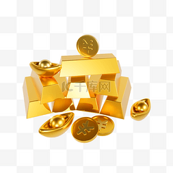 装着金条的箱子图片_3DC4D立体金融经济元宝金条金币