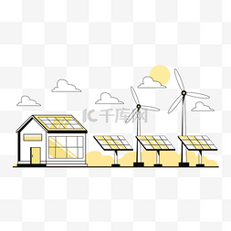 国家图片_房屋风车太阳能电池板环保绿色能
