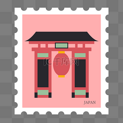 建筑灯笼粉色日本邮票