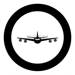 圆形或圆形矢量插图中的飞机图标