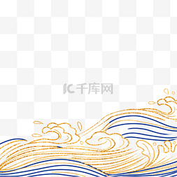 海浪图片_海浪线条金粉日式风格