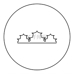 中国传统建筑图标圆圈黑色矢量插