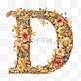 洛可可风格鲜花环绕字母系列字母D