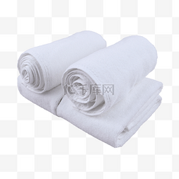 白色浴巾干净纯棉毛巾卷