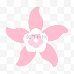 手绘樱花图片_白色花瓣粉色螺旋形状樱花