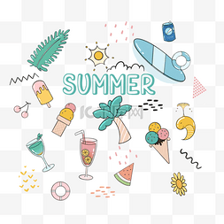 夏季图片_夏季可爱七彩阳光沙滩涂鸦