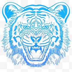 logo图片_蓝色科技凶猛线描老虎