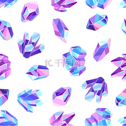矿物质晶体图片_与晶体和矿物质的无缝模式。