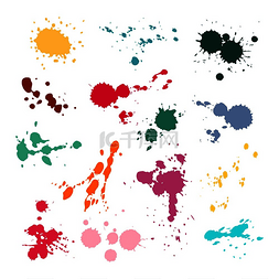 油漆印迹图片_彩色墨水点集飞溅和滴落的颜色彩