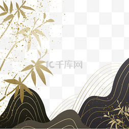 金色背景框图片_传统金色花纹山石背景框