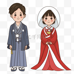 日本传统婚礼人物和服服饰