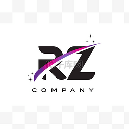 创意标志图片_Rz R Z 黑色字母标志设计与紫色洋