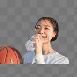 美女喝水图片_美女打篮球喝水