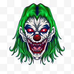 小丑恐怖表情尖牙头发绿色