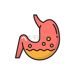 人胃与乳酸菌益生菌分离色线图标
