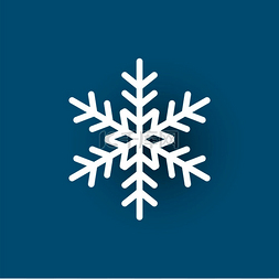 雪花切割图标隔离在蓝色上冬季符