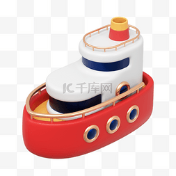 C4D3D立体交通工具红色旅游轮船