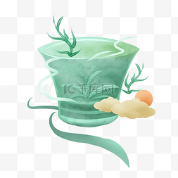 蓝釉堆白花茶杯碟图片_创意中国古董文物茶杯微景观