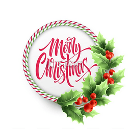 祝你圣诞节快乐图片_圆形糖果手杖框架上的圣诞快乐字