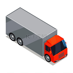 交通运输信息图片_卡车等轴测投影图标卡车集装箱矢