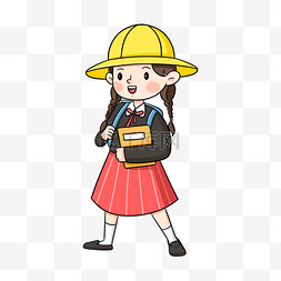红色帽子女孩图片_日本卡通风格小学生女孩