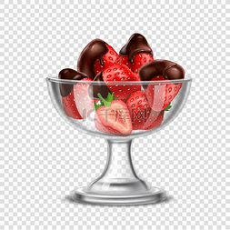 在巧克力构成的现实草莓。