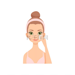 cleaning图片_Attractive young woman cleaning her face with