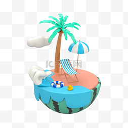腾讯微云logo图片_3D立体夏天微景观西瓜