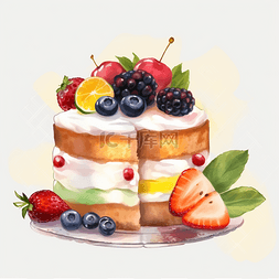 彩色手绘蛋糕美食