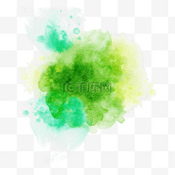 笔刷笔触绿色喷溅水彩风格