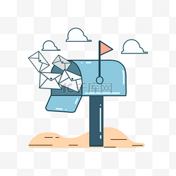 电子邮件图片_邮箱邮件概念打开的信箱白云