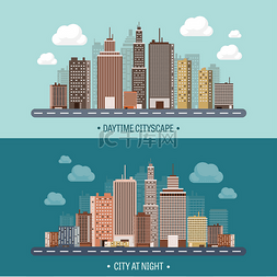 Vector illustration. Set of city silhouettes.