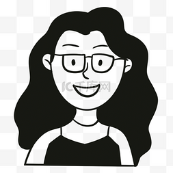 创意卡通眼镜图片_戴眼镜的长发女士无色人物头像