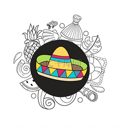 小暑西瓜树图片_由单个元素组成的卡通手绘海报。