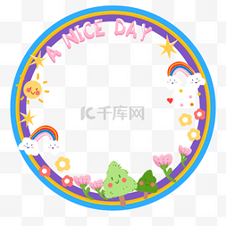 圆环卡通图片_好天气可爱twibbon卡通头像边框