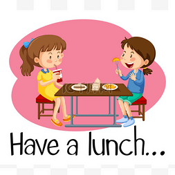 卡通餐厅图片_在自助餐厅吃午餐的女孩