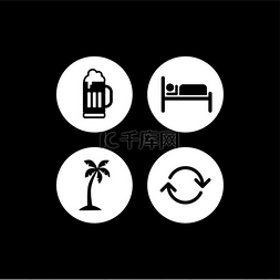 巴厘岛金巴兰海滩图片_啤酒睡眠海滩重复图标符号