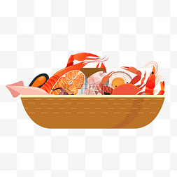 海鲜店海鲜盛宴图片_矢量海鲜火锅