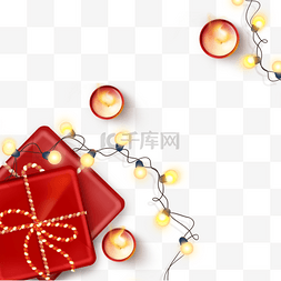 黄色星星矢量图片_圣诞红色礼品灯泡