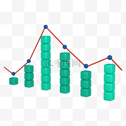 数据折线图统计图图片_3d绿色折线图柱状图