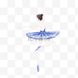 假两件连衣裙图片_蓝色水彩芭蕾舞演员