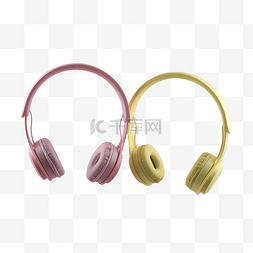 耳机零件图片_粉色耳机无线头戴式黄色