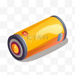扁平橙色图片_橙色卡通手绘电池能源