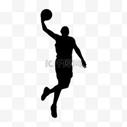 篮球剪影跃起投球的男人