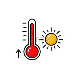 天气预报高温温度计颜色轮廓图标