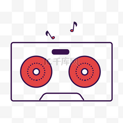 红色卡通磁带音乐徽标