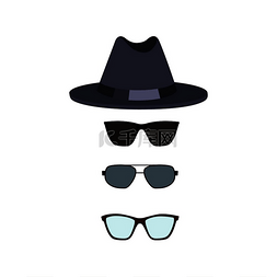 黑色时尚背景图片_帽子和眼镜和太阳镜系列、带闪亮