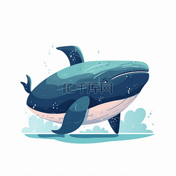 海洋卡通图片_蓝色卡通创意海洋鲸鱼