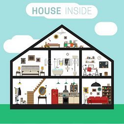 现代厨房设计图片_内部的房子.. 房子里有家具。